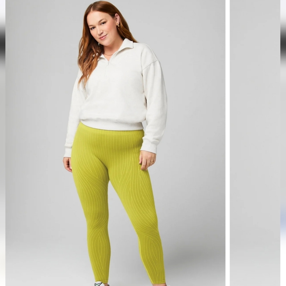 Women's Lime Green Ribbed Leggings